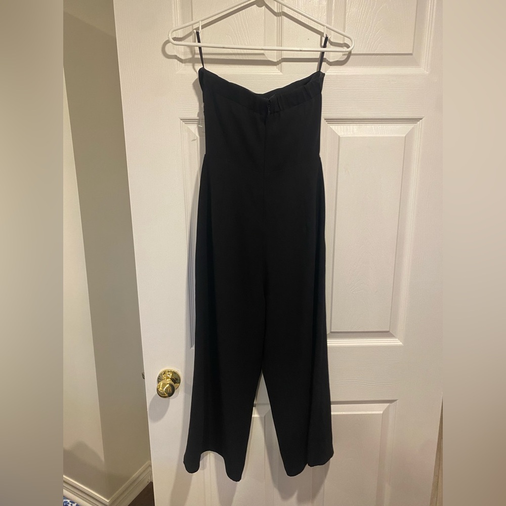 Babaton Roshan Jumpsuit Black Strapless Wide Leg Cropped Jumpsuit Size 0 - Picture 9 of 11